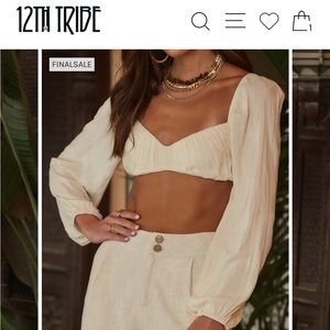 NEW WITH TAGS UNWORN. 12th tribe Rivkah cream crop top in L